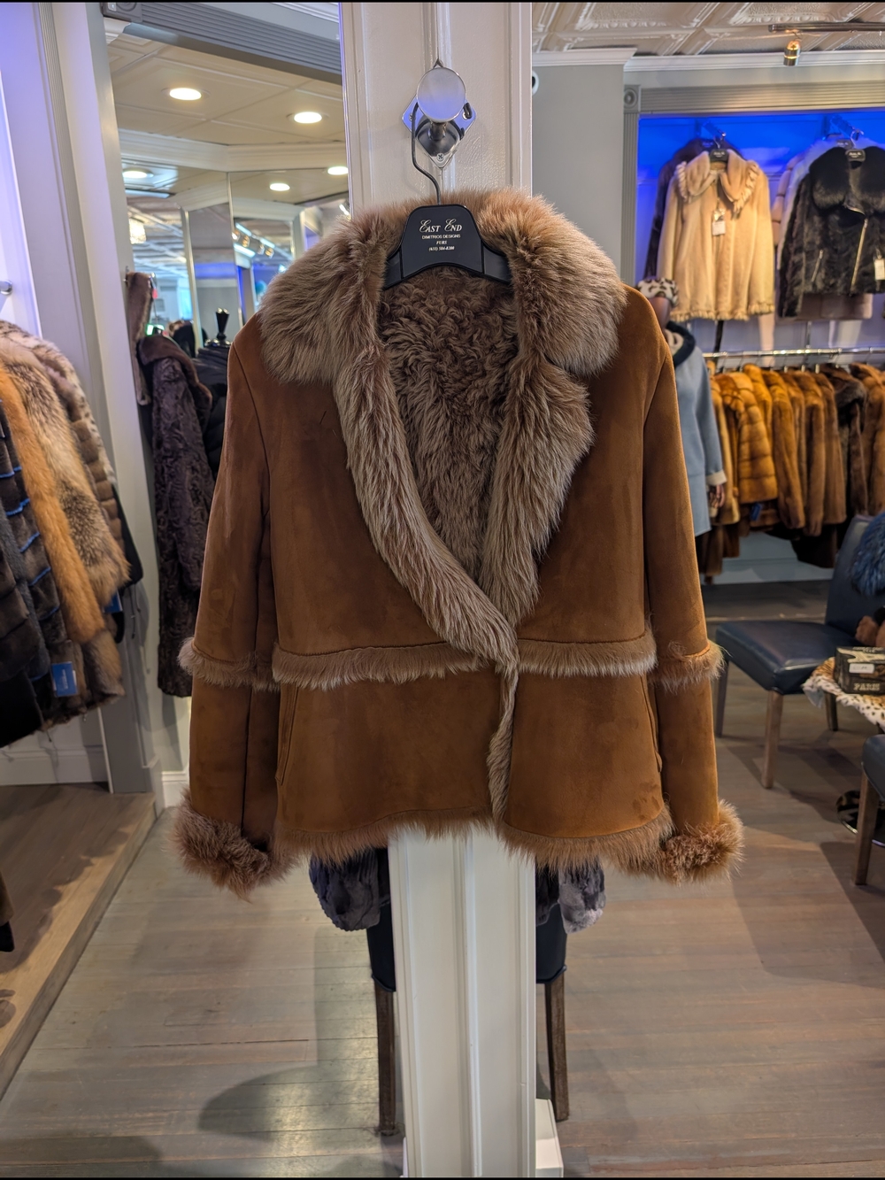 Women's Chestnut Brown Shearling Teddy Jacket by